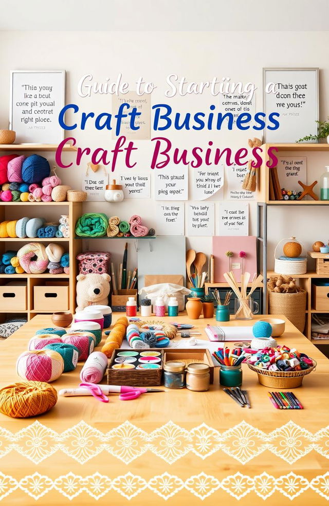 A professional and creative book cover design for 'Guide to Starting a Craft Business'