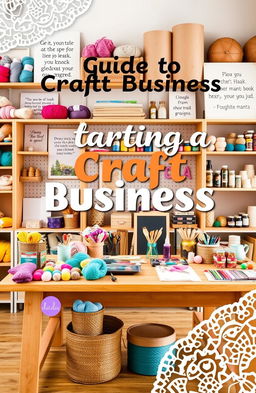 A professional and creative book cover design for 'Guide to Starting a Craft Business'
