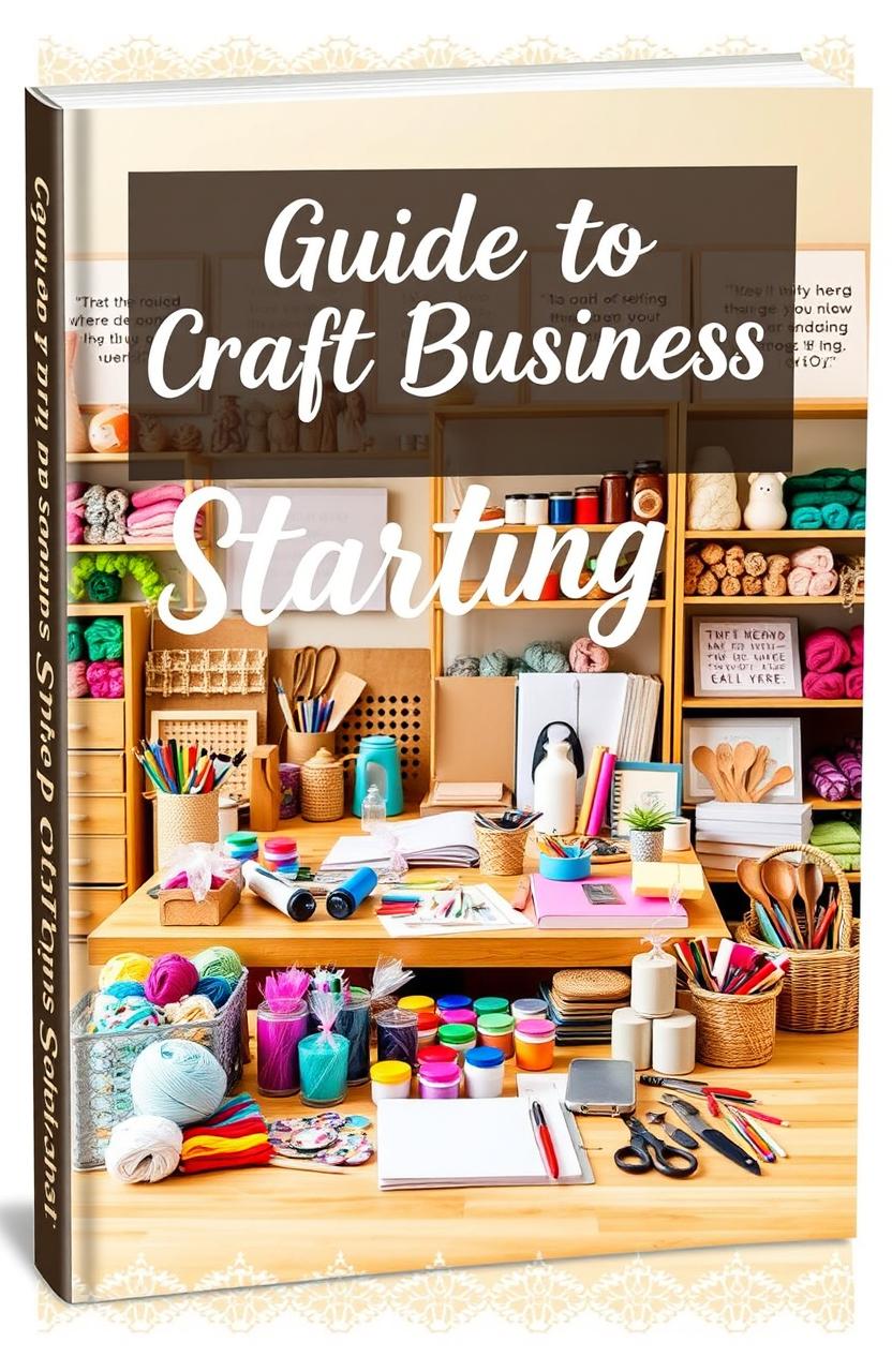 A professional and creative book cover design for 'Guide to Starting a Craft Business'