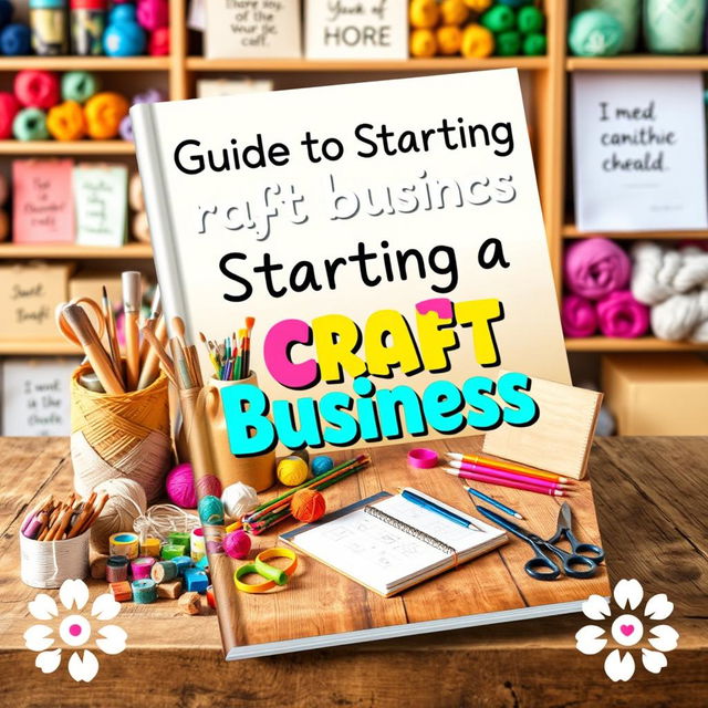 A professional and creative book cover design for 'Guide to Starting a Craft Business'