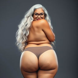 A beautiful front view portrait of a 60-year-old Indian curvy mature woman, radiating confidence and allure