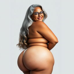 A beautiful front view portrait of a 60-year-old Indian curvy mature woman, radiating confidence and allure