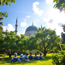 A picturesque scene at the TPA (Taman Pendidikan Al-Qur'an Al-Hadist) mosque, nestled in a lush natural setting
