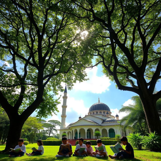 A picturesque scene at the TPA (Taman Pendidikan Al-Qur'an Al-Hadist) mosque, nestled in a lush natural setting