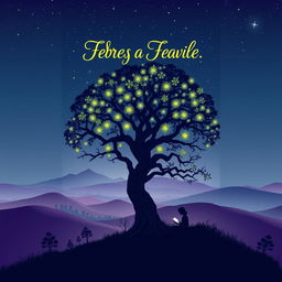 A captivating eBook cover design featuring an enchanting landscape with rolling hills and a mystical forest under a starry night sky