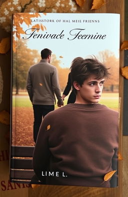A book cover featuring a melancholic scene depicting a man in his late twenties, sitting on a park bench with a sorrowful expression, gazing into the distance