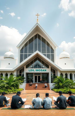 A modern mosque in Balikpapan serving as a center for Al-Qur'an and Al-Hadith education, featuring a clean and contemporary architectural design