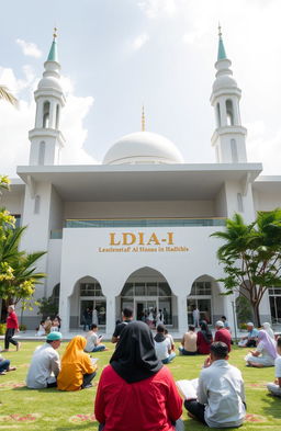 A modern mosque in Balikpapan serving as a center for Al-Qur'an and Al-Hadith education, featuring a clean and contemporary architectural design