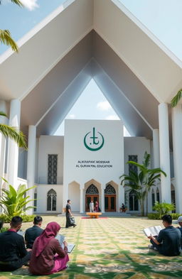 A modern mosque in Balikpapan serving as a center for Al-Qur'an and Al-Hadith education, featuring a clean and contemporary architectural design