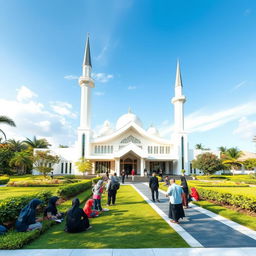 A modern mosque in Balikpapan designed for Al-Qur'an and Al-Hadith education, showcasing contemporary architectural elements