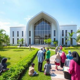 A modern mosque in Balikpapan designed for Al-Qur'an and Al-Hadith education, showcasing contemporary architectural elements