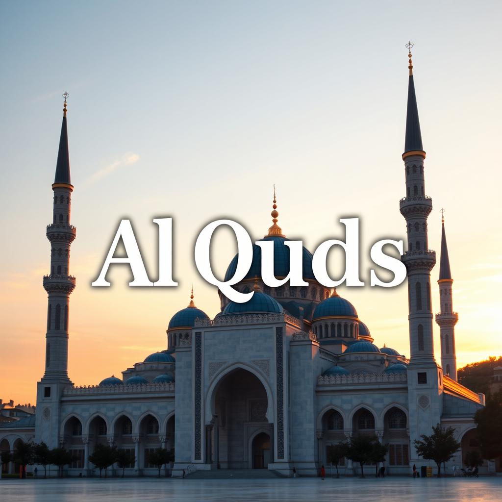 An artistic representation featuring the text "Al Quds" prominently displayed, integrated beautifully into the design