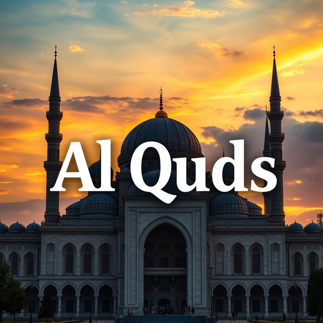 An artistic representation featuring the text "Al Quds" prominently displayed, integrated beautifully into the design