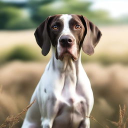 A high-quality, cinematic image of a cute English Pointer dog, captured in a realistic style.