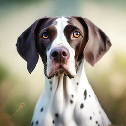 A high-quality, cinematic image of a cute English Pointer dog, captured in a realistic style.