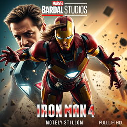 An exciting and dynamic poster for 'Iron Man 4' featuring Robert Downey Jr