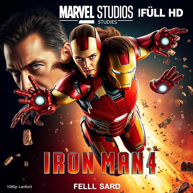An exciting and dynamic poster for 'Iron Man 4' featuring Robert Downey Jr
