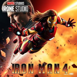 An exciting and dynamic poster for 'Iron Man 4' featuring Robert Downey Jr