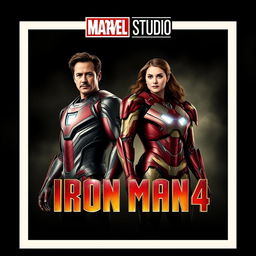 A traditional and striking poster for 'Iron Man 4' featuring Robert Downey Jr