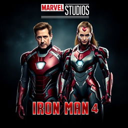 A traditional and striking poster for 'Iron Man 4' featuring Robert Downey Jr