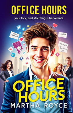 A vibrant, eye-catching book cover design for 'Office Hours' by Martha Royce