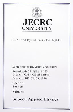 An academic document layout featuring the JECRC University logo prominently at the top of the page