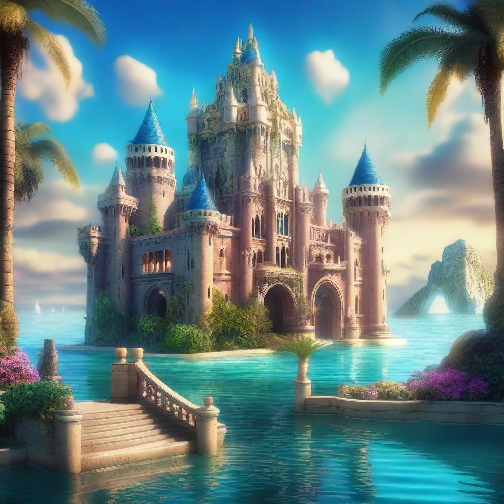 A high-quality digital art image portraying the enchanting Atlantis Castle