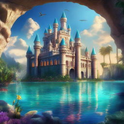 A high-quality digital art image portraying the enchanting Atlantis Castle