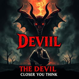 A haunting devil-themed terror movie poster that captures the essence of fear and the supernatural