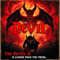 A haunting devil-themed terror movie poster that captures the essence of fear and the supernatural