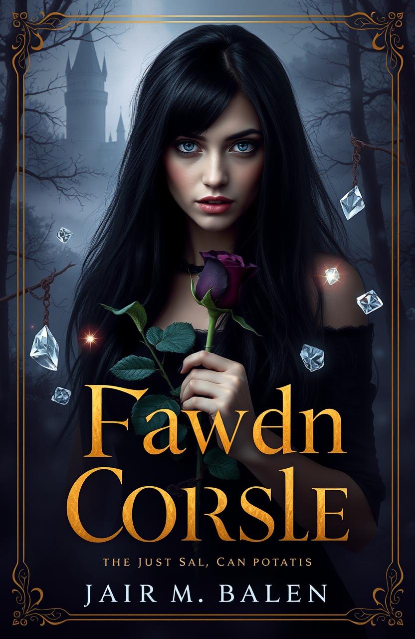 A book cover featuring a mysterious female figure with long black hair that fades into shadows, reflecting the dark side of her character