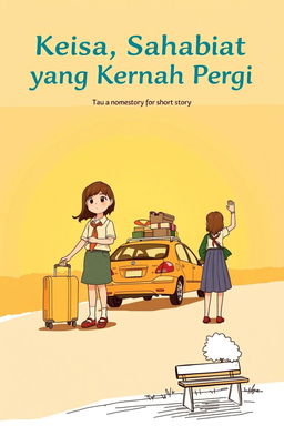 A cover for a short story titled "Keisa, Sahabat yang Tak Pernah Pergi", depicting two teenage girls