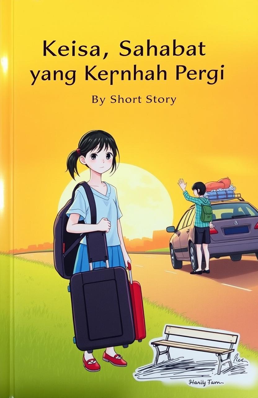 A cover for a short story titled "Keisa, Sahabat yang Tak Pernah Pergi", depicting two teenage girls