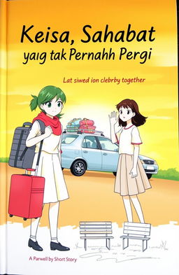 A cover for a short story titled "Keisa, Sahabat yang Tak Pernah Pergi", depicting two teenage girls