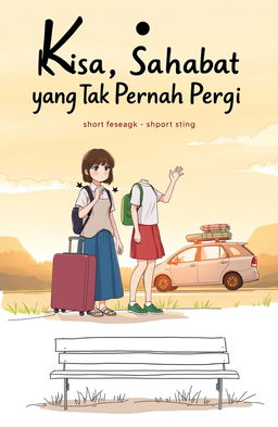 A cover illustration for a short story titled "Keisa, Sahabat yang Tak Pernah Pergi"