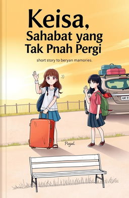 A cover illustration for a short story titled "Keisa, Sahabat yang Tak Pernah Pergi"