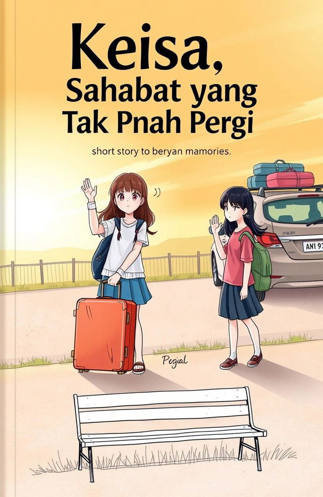 A cover illustration for a short story titled "Keisa, Sahabat yang Tak Pernah Pergi"