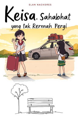 A cover illustration for a short story titled "Keisa, Sahabat yang Tak Pernah Pergi"