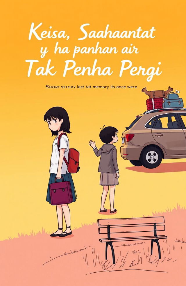 A cover illustration for a short story titled 'Keisa, Sahabat yang Tak Pernah Pergi'