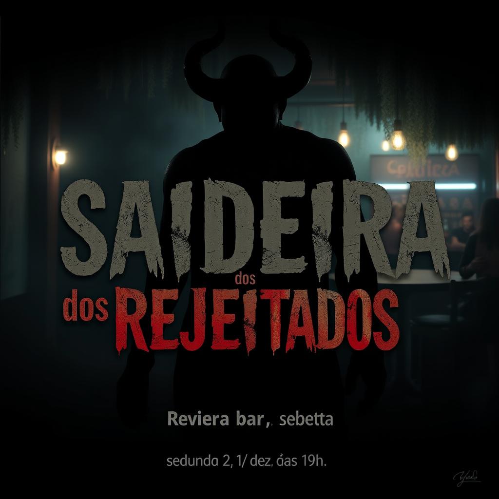 A chilling and atmospheric movie poster for a horror film titled 'Saideira dos Rejeitados'