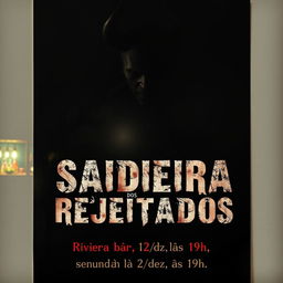A chilling and atmospheric movie poster for a horror film titled 'Saideira dos Rejeitados'