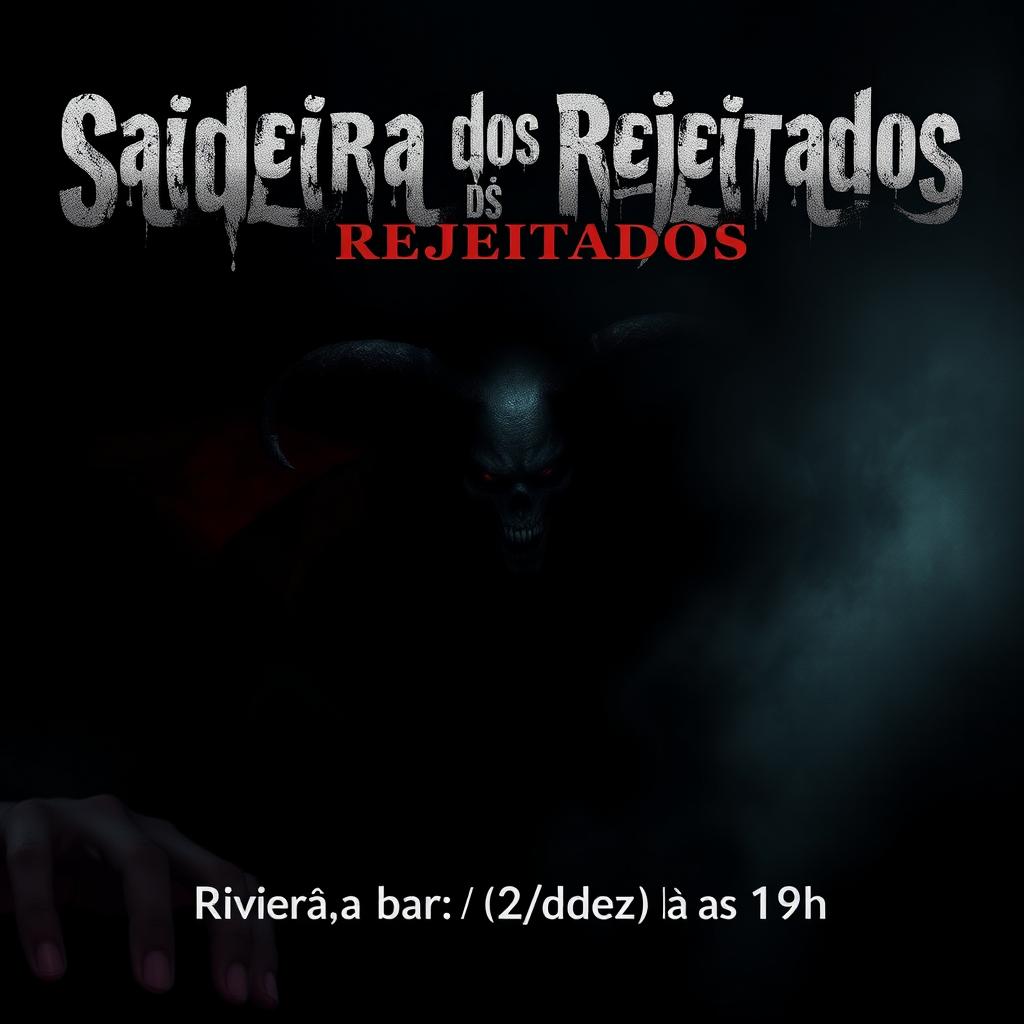 A chilling and atmospheric movie poster for a horror film titled 'Saideira dos Rejeitados'