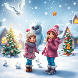 A delightful winter scene titled 'The Christmas Star' set in a whimsical Christmas town