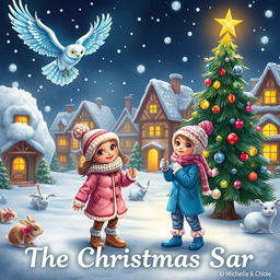 A delightful winter scene titled 'The Christmas Star' set in a whimsical Christmas town