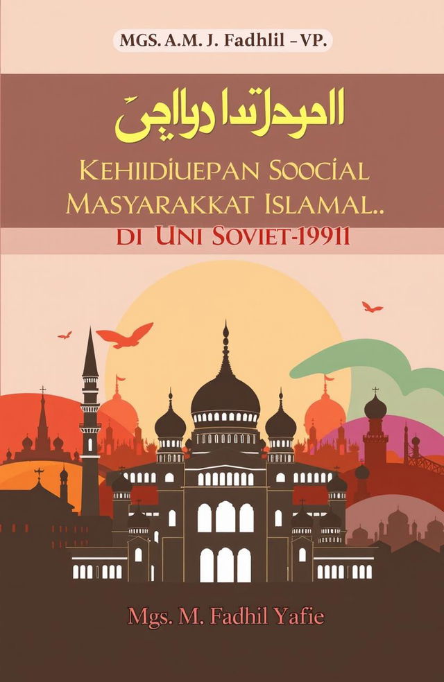 A captivating book cover design for the title 'Analisis Dinamika Kehidupan Sosial Masyarakat Islam di Uni Soviet (1922-1991)' by Mgs