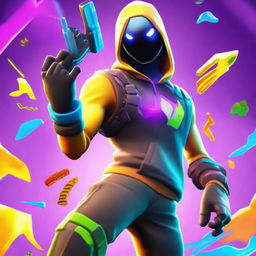 A high-quality digital art image designed as a profile picture, showcasing a vibrant Fortnite character in dynamic action pose