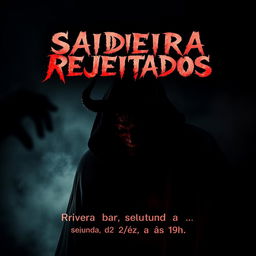 A hauntingly designed movie poster for a horror film titled 'Saideira dos Rejeitados'