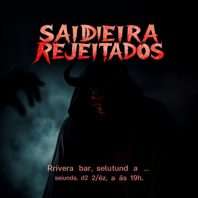 A hauntingly designed movie poster for a horror film titled 'Saideira dos Rejeitados'