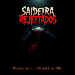 A hauntingly designed movie poster for a horror film titled 'Saideira dos Rejeitados'