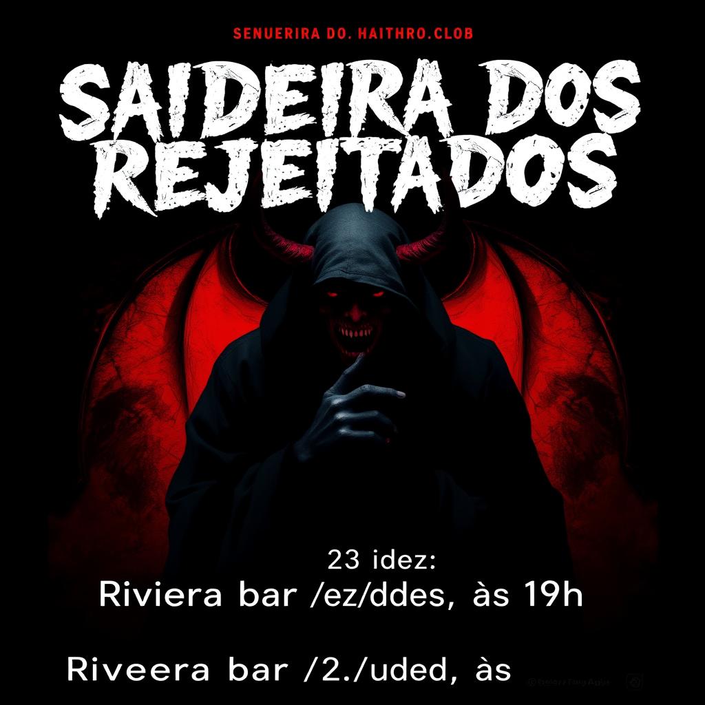 A hauntingly designed movie poster for a horror film titled 'Saideira dos Rejeitados'